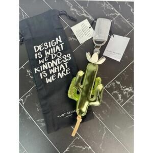 Kurt Geiger London Cactus Charm Key Ring NWT Green Metallic Bag Charm Large 10"
